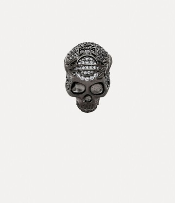Vivienne Westwood Skull Ring Gunmetal Silver / Cubic Zirconia Unisex