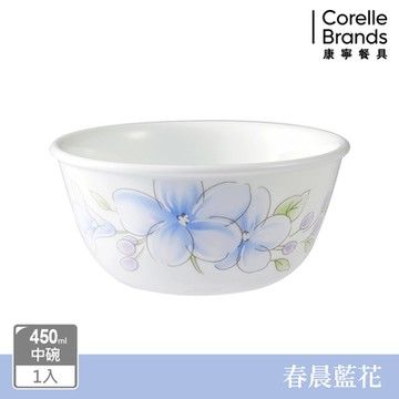 【美國康寧 CORELLE】春晨藍花450ml中式碗