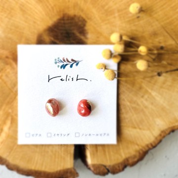 【再販】サードオニキス 金継ぎ ピアス イヤリング ノンホールピアス 天然石 オレンジ 橙 ゴールド 金 小ぶり 小さい シンプル ギフト プレゼント 贈り物