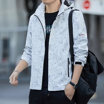 2025男士外套春秋季新款夾克男可脫卸帽防風防水沖鋒衣迷彩外套男