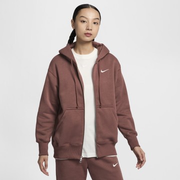 NIKE 外套 女款 運動連帽外套 AS W NSW PHNX FLC FZ OS HOODIE 咖啡 DQ5759-218