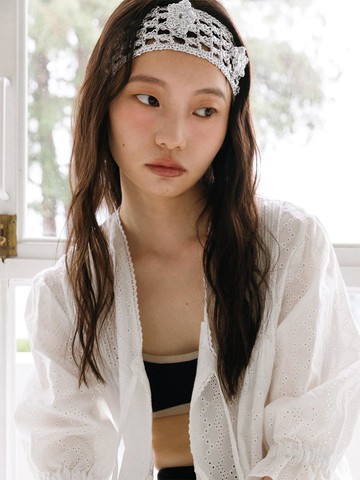 Handmade Corsage Knit Headband [Silver]