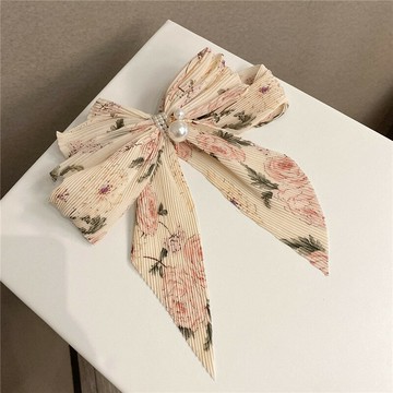 碎花蝴蝶結飄帶發夾女后腦勺發卡網紅年新款頭花夏季氣質頭飾