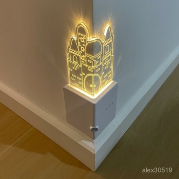 智能感應墻角夜燈城堡麋鹿充電式氛圍臥室床頭燈過道起夜睡眠護眼