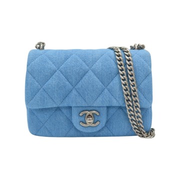 CHANEL 香奈兒 藍色 單寧布 Coco 17 愛心調節扣 肩背包 銀扣 AS3829 【二手名牌BRAND OFF】