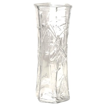 éclat 匠心花藝 高雅花紋六角時尚晶透花瓶  口徑10 x 25cm  玉竹小款 透明