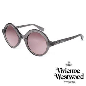 【Vivienne Westwood】經典設計不規則造形太陽眼鏡(透灰黑 VW966S04)