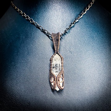 【閃靈之籠】閃靈鑽 金屬線編織雙尖水晶項墜項鍊