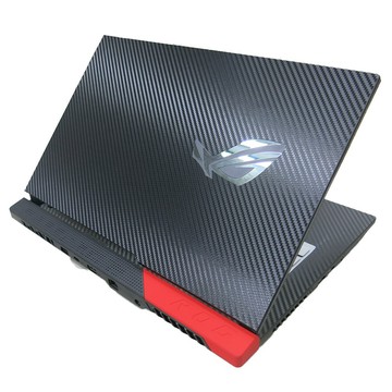 【Ezstick】ASUS G513 G513QM 筆電機身貼｜黑色卡夢紋｜上蓋+鍵盤週圍貼