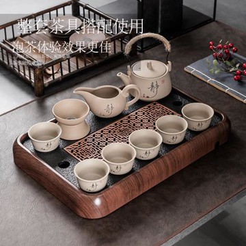 粗陶功夫茶具套裝輕奢高檔家用辦公室陶瓷功夫茶杯高端泡茶壺蓋碗