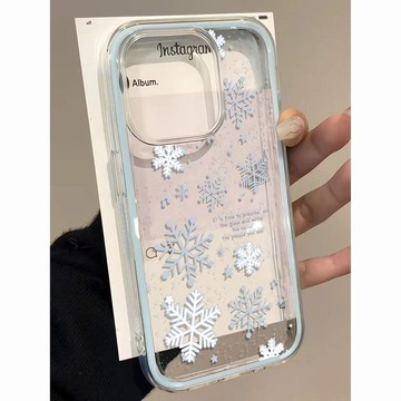 ✨限時秒殺☜桃園出貨✨藍白雪花適用iPhone15手機殼蘋果16E/14/13/12/11promax透明xr/8p