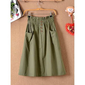 純棉半裙2024新款裙子口袋小個子今年流行爆款半身裙女夏季半截裙