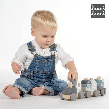 【安琪兒婦嬰百貨】比利時 Label Label 木質小火車-藍色