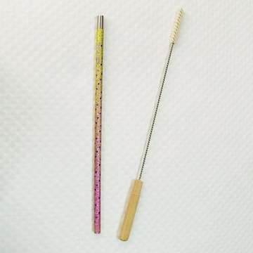 【日本製 Horie 】鈦愛地球-純鈦ECO吸管-優雅粉+原木柄吸管刷