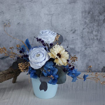 永生花桌花盆花/微涼 桌花/客製不凋花花禮/乾燥花/居家裝飾