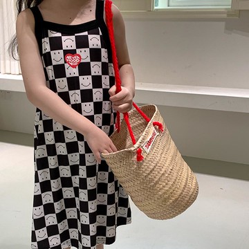 冰絲涼感連身睡裙/家居服-黑笑臉