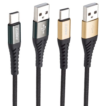 RASTO RX42 Type C 高速QC3.0鋁合金充電傳輸線雙入組  黑色  1組  1m+2m