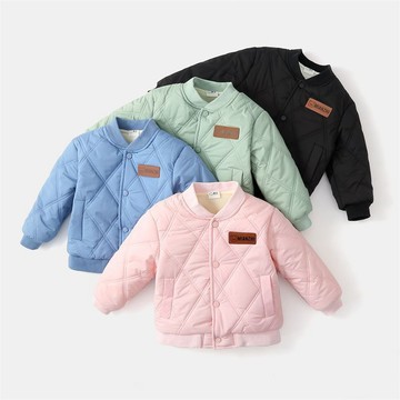 熱銷推薦~童裝新款兒童棉服男女寶寶加絨棉衣中大小童夾棉棒球服冬 兒童外套 秋冬夾克 保暖棉服 韓版外套男童
