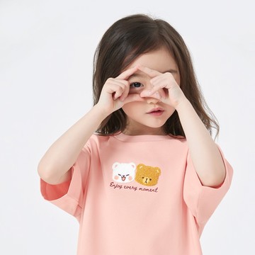 GIORDANO  童裝落肩印花上衣 Milkmochabear聯名系列 - 25 桃皮粉紅