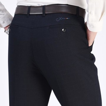 春秋季厚款中老年休閑褲西褲寬松免熨燙寬松直筒中年老人爸爸褲子