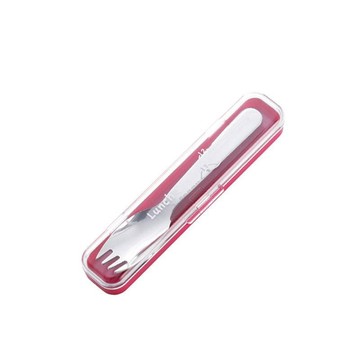 日製不鏽鋼餐用叉匙附收納盒-粉紅盒-3入 單一規格