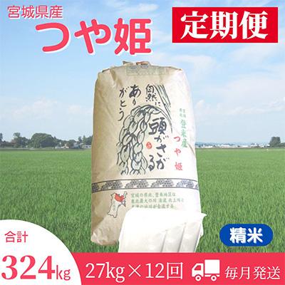 ふるさと納税 登米市 2024年1月発送開始『定期便』宮城県登米市産つや姫(精米)27kg　全12回