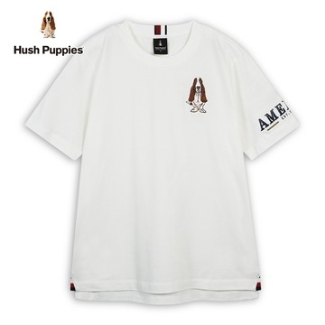 Hush Puppies T恤 男裝簡約造型英文刺繡狗T恤