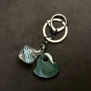 海藻玉愛心鑰匙圈| 綴拉利瑪 銀色鑰匙圈 平安 墜飾 鑰匙圈 隨機出貨  S25BU12-04