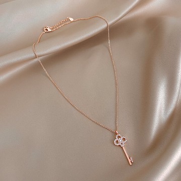 網紅鑰匙項鏈女小眾設計個性吊墜ins潮鎖骨頸鏈簡約氣質脖子飾品