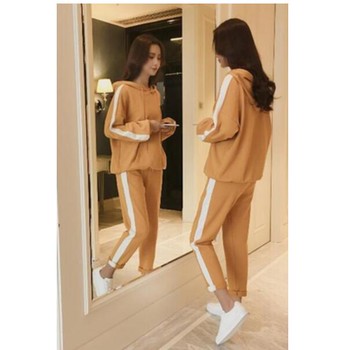 休閑運動服套裝女春秋季新款寬松時尚初中學生閨蜜姐妹兩件套1入