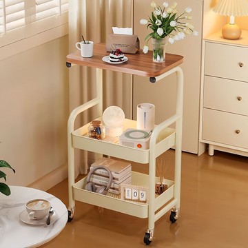 牀頭櫃落地置物架移動化妝室浴室玩具臥室牀頭零食收納小推車多層