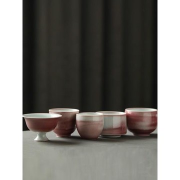 蘇打燒原礦溪紅釉窯變主人杯茶杯冰裂開片手工單杯高足茶盞品茗杯