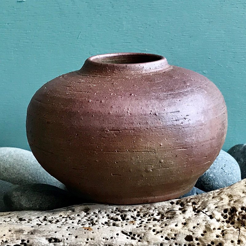 柴燒自然落灰陶瓶花器花器陶器藝術品擺飾小花瓶柴燒推薦| Pinkoi