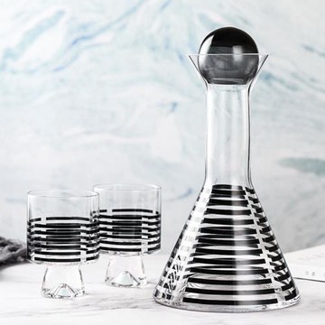 加厚條紋款創意玻璃壺涼水杯玻璃冷水壺玻璃水杯樣板間新品