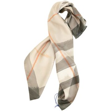 BURBERRY 巴寶莉 戰馬水彩格紋絲巾(90x90CM/樺木色)