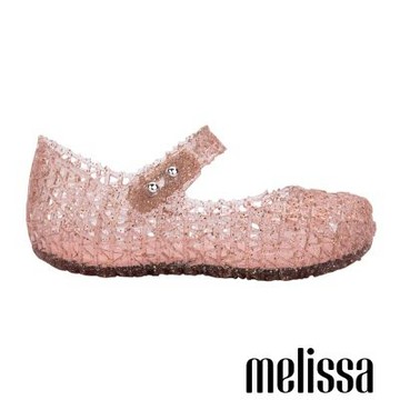 Melissa-M字簍空瑪莉珍鞋(幼童)-粉橘色