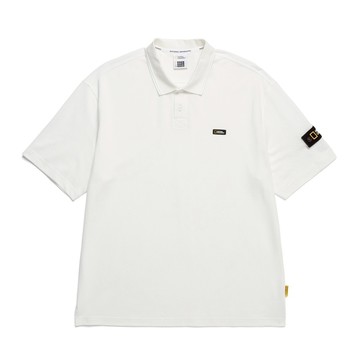 男女同款 PIQUE 短袖立領上衣 - 白色