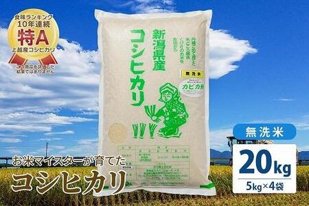 令和5年産 お米マイスターが育てた上越産コシヒカリ20kg(5kg×4)無洗米　精米