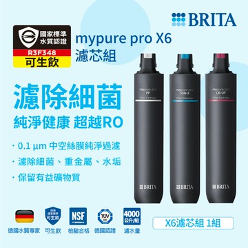 德國BRITA mypure pro X6專用一年份濾心組 (前置PF 離子交換樹脂ION-X 超濾CB-UF)大大淨水