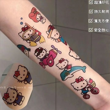 ✨多巴胺紋身貼✨凱蒂貓庫洛米紋身貼男女防水持久卡通動漫可愛少女心學生紋身貼紙 LFFG