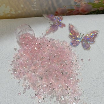 ✨台灣出貨✨美甲碎石ins細閃幻彩不規則飾品水晶DIY卡磚大王扇敬酒杯材料包【6月26日發完】