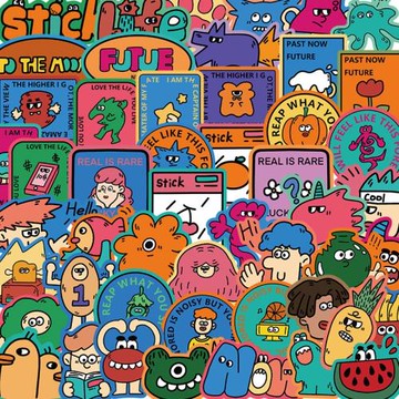 50張怪東西貼紙電腦筆記本手機殼ipad防水貼畫行李箱水杯貼紙