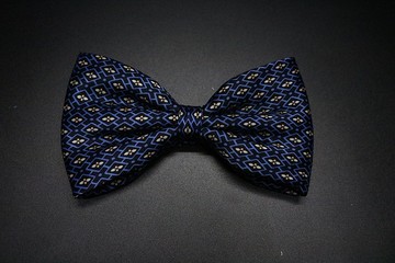 深夜藍真絲碎花領結/經典百搭蝴蝶結/紳士禮服婚禮