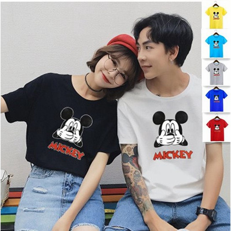 月末セール 5color追加 綿100 Mickeytシャツ可愛いミッキープリント ペアルックカップルtシャツ ミッキー Tシャツ ディズニー 半袖 レディース メンズ 通販 Lineポイント最大1 0 Get Lineショッピング