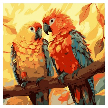 ArtLife 藝術生活 DIY 數字油畫 含框 AQ015 20 x 20cm  1組  比翼雙飛 黃色