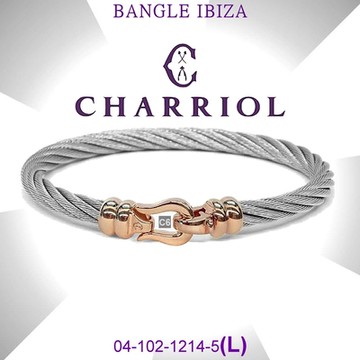 CHARRIOL夏利豪 Bangle Ibiza伊維薩島鉤眼鋼索手環 玫瑰金扣頭L款 C6(04-102-1214-5-L)