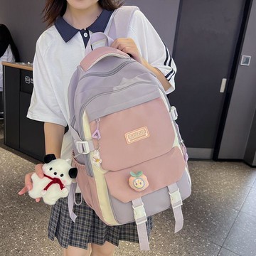 日系書包⚡書包校園風日系女生大容量初中高中生雙肩包韓版大學生撞色揹包小眾設計感後背包 韓系多隔層防水後背包 雙肩包書包