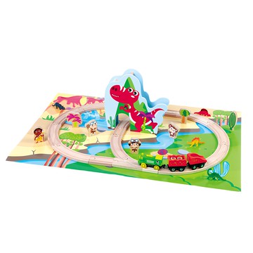 KCFriends 恐龍王國火車組 實木材質 34pcs組合式配件  800 x 550 x 240mm  1組