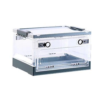 德利生活 摺疊側開收納箱 L 藍色 1入