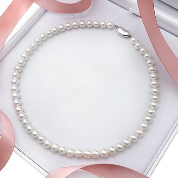 母親節禮物精選-淡水珍珠配日本925銀扣18英吋頸鍊